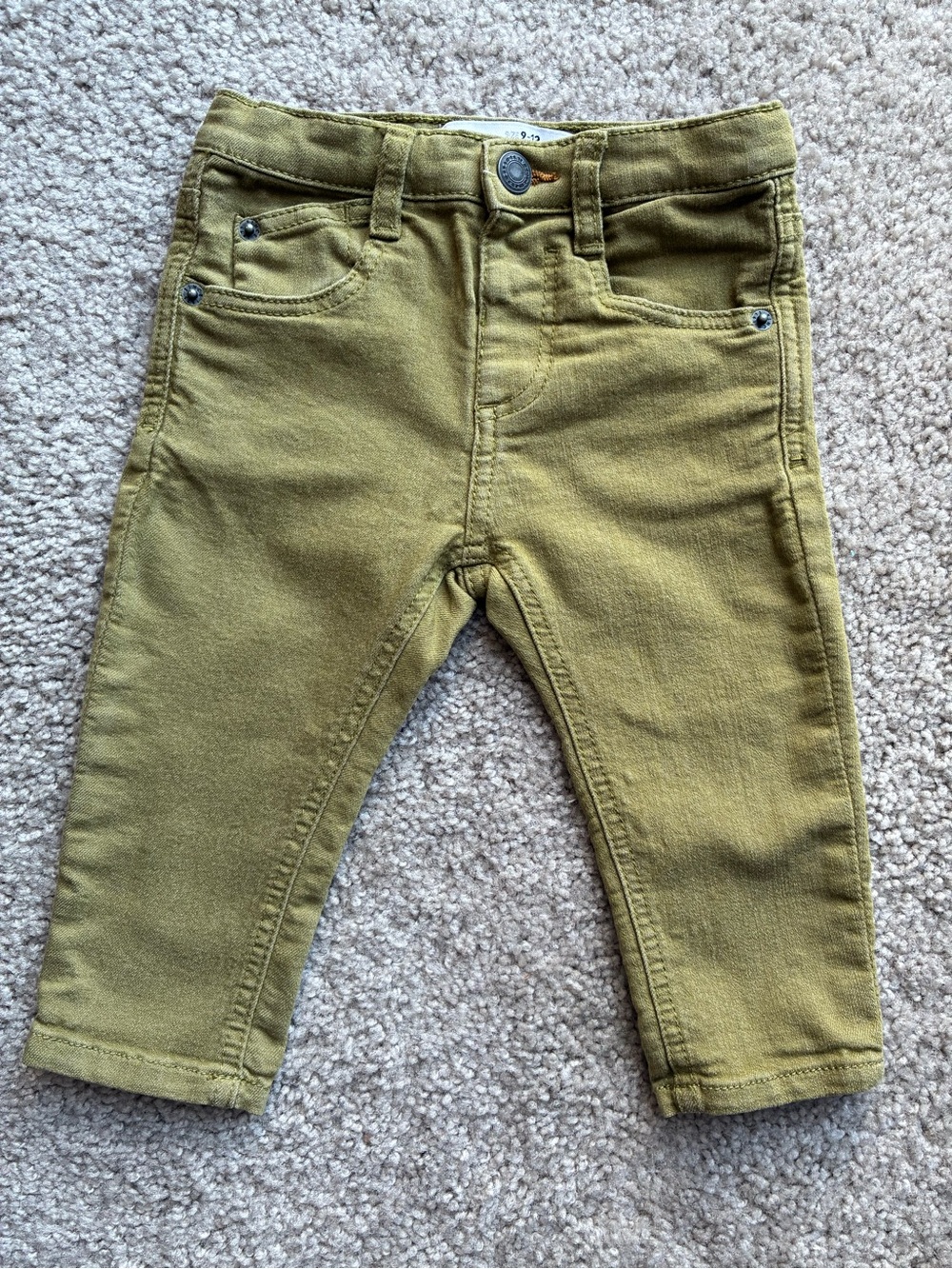 Zara Denim Color Olive Green Jeans Adjustable Waist